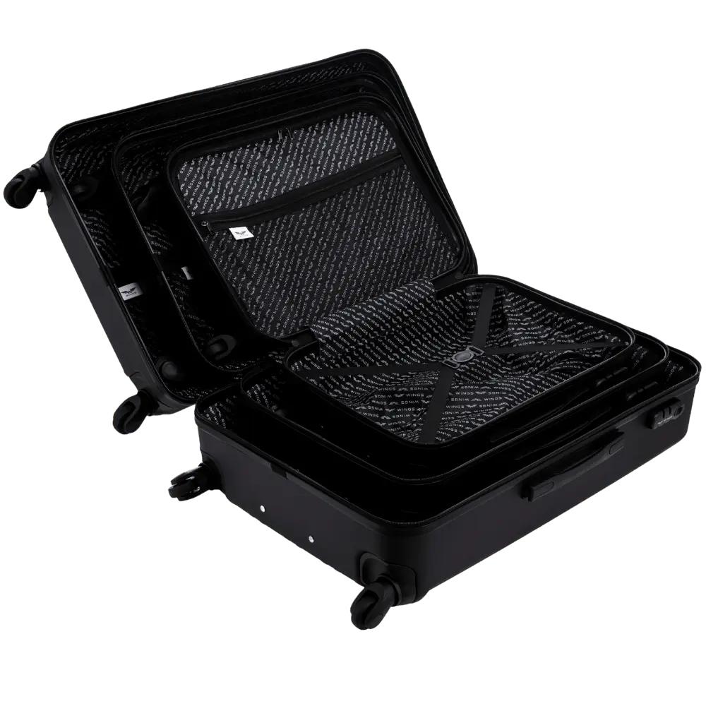 Set of 3 Wings Harrier Black Suitcases