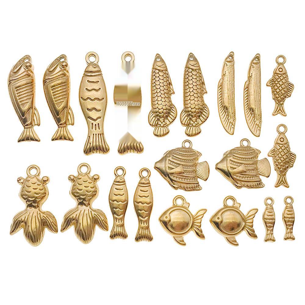 Stainless Steel Tropical Fish Goldfish Pendant Charm for DIY Jewelry.