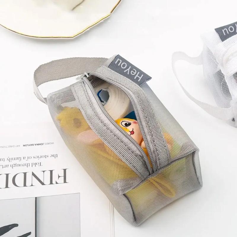 Mode Transparentes Netz Aufbewahrung Nylon Reißverschlussbeutel Kleine Geldbörse Schlüsselkartenetui Transparente Kosmetiktasche Mädchen