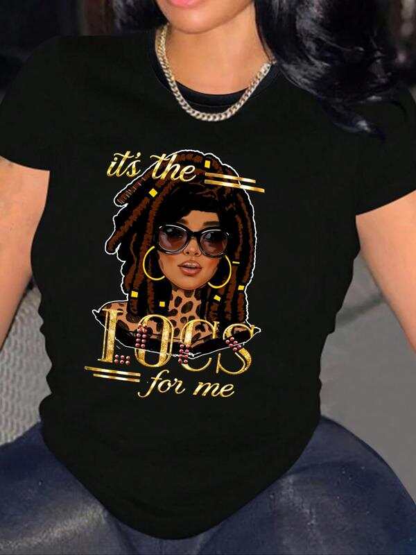 Unisex s Letter & Figure Print Round Neck T-Shirt S