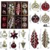 40PCS Assorted Pattern Christmas Ornaments Set Mixed Size Assorted Christmas Balls  Gift