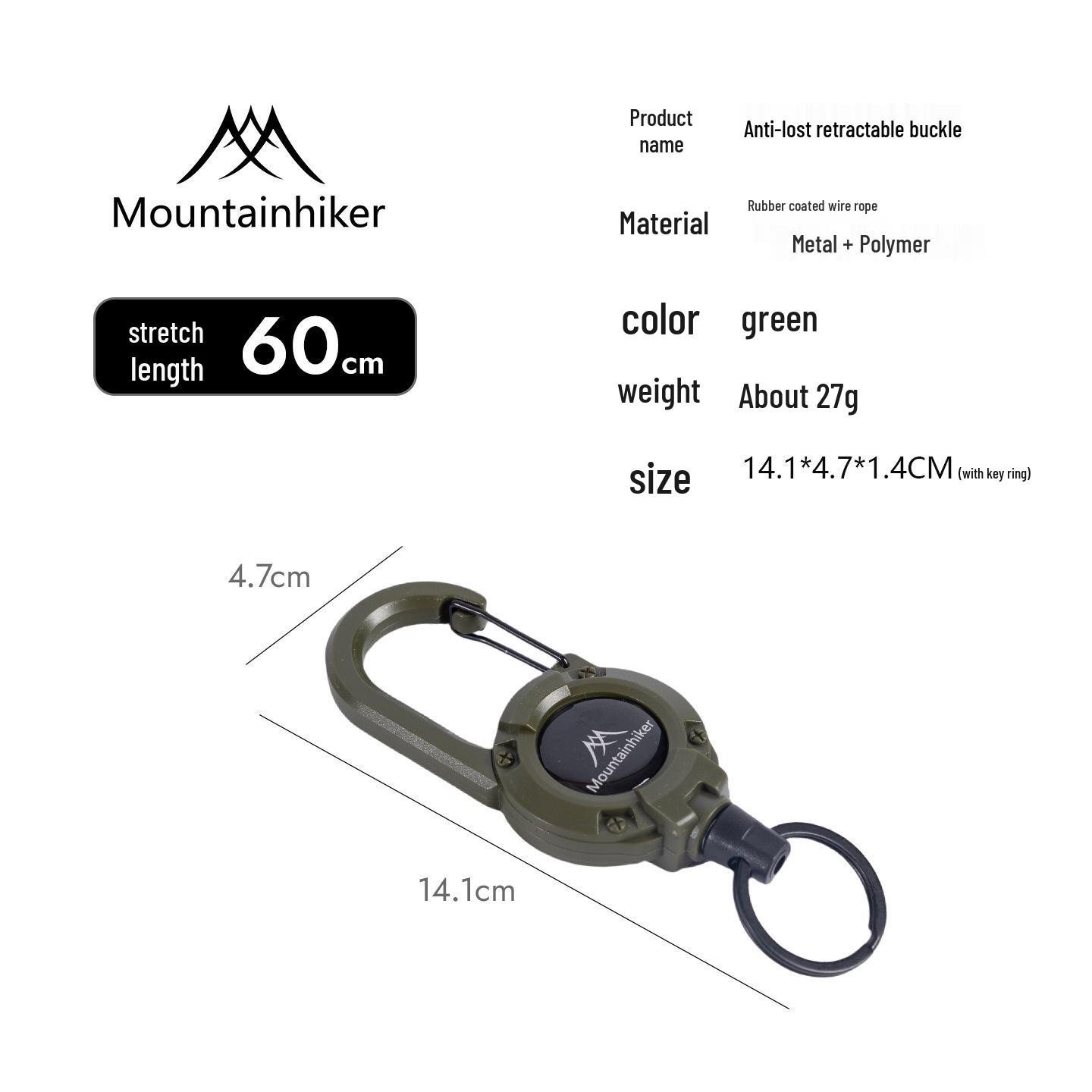 MountainGear Quick-Release Retractable Keychain: Portable Steel Wire Rope Buckle for Hiking, Camping, Outdoor Backpacks