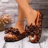 Spring and Summer New Women's Shoes Platform Bow Leopard Print Slipper Women