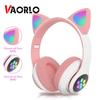 RGB Cat Наушники-ухо Bluetooth 5.0 Басы Шумоподавление Взрослые Дети Девочка Гарнитура Поддержка TF Карта Каско Микрофон Подарочный браслет