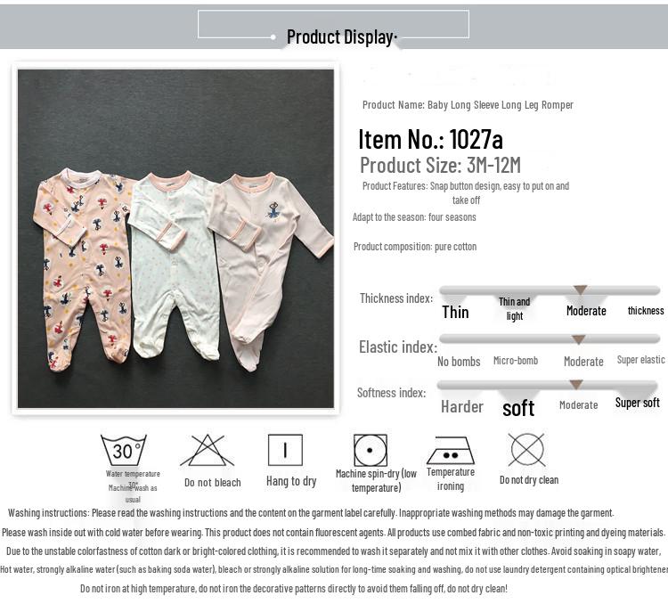 Spring & Autumn Baby Jumpsuit: Foot-Covering, Cotton Romper Pajamas for Newborn Boys & Girls