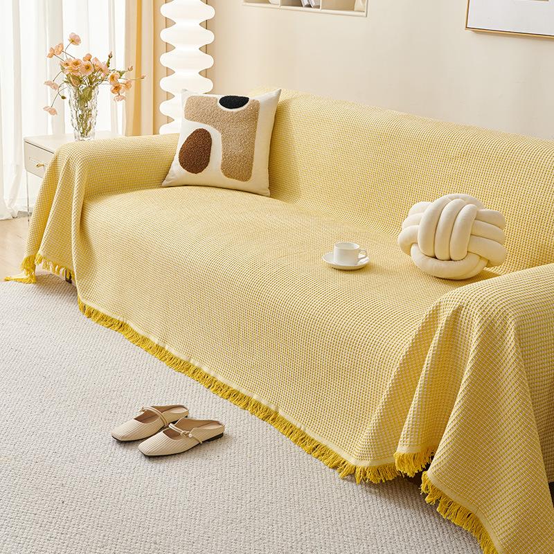 Sofa cushion full cover cloth ins cream wind camping blanket sofa cushion cover sofa towel all-inclusive sofa cover for all seasons
