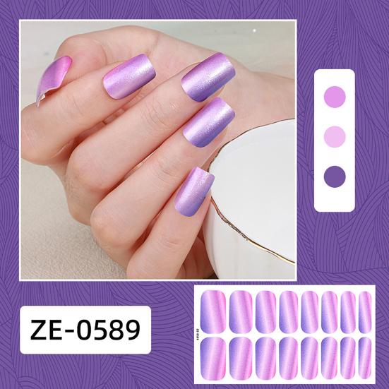 Glitter Nail Polish Strips with File Easy Apply Remove Self Adhesive Women Full Nail Sticker Home Manicure DIY Nail Art Decoration Wrap