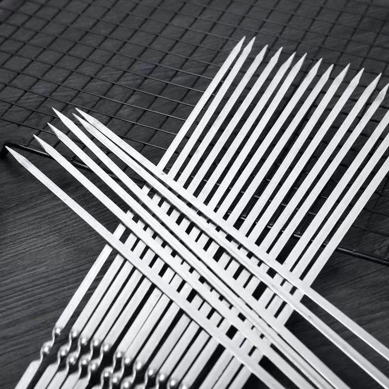 Stainless Steel Barbecue Skewers - Ideal for Roasting Lamb, Beef, and More
