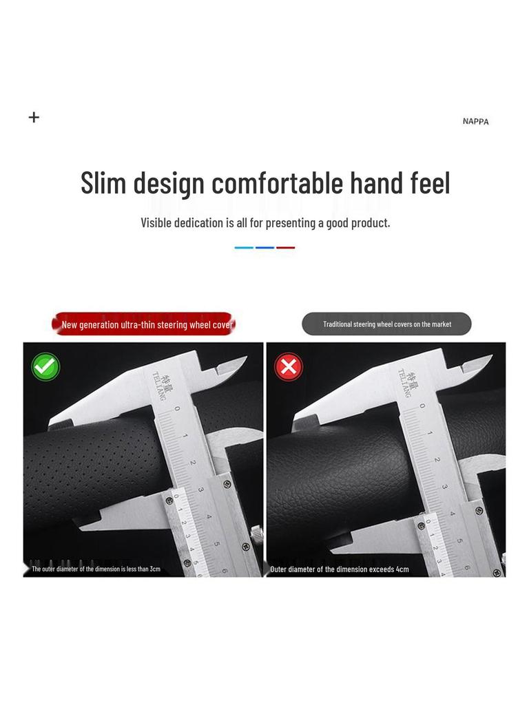 Compatible Leather Steering Wheel Cover for Honda Civic Generations 8-11, No Sewing Required, Slim Design.