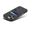 DENIOR For iPhone 16 Pro Case Dual Card Slots PU Leather+TPU+PC Phone Cover