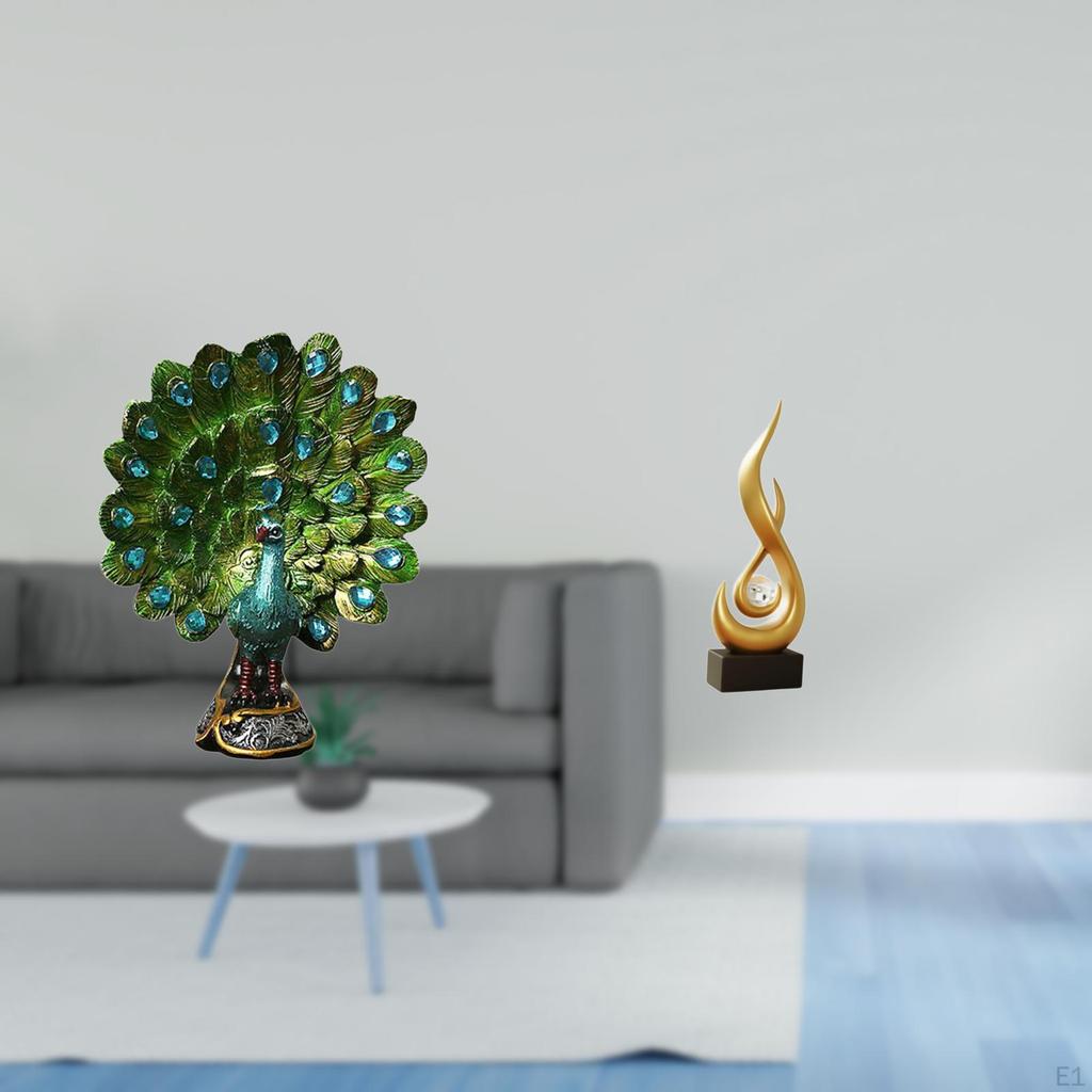 Elegant Peacock Fire Sculpture Collection for Bedroom Office Living Room Bookshelf Home Decoration