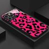 Capa de celular de vidro temperado com estampa de leopardo rosa adequada para iPhone 17 16 15 14 13 12 11 Pro/ Max /Plus anti-queda e à prova de choque