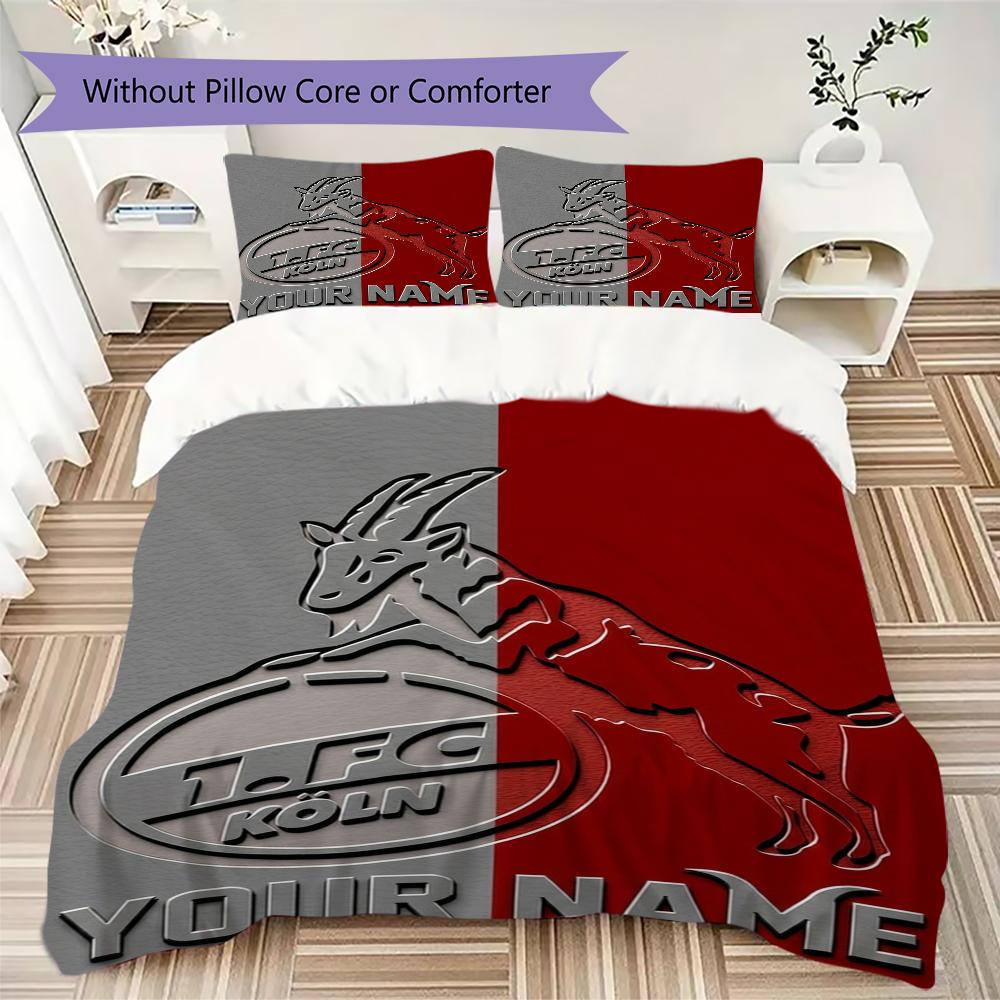 Custom Name FC KÖLN Bedding,Quilt Set Quilt Cover Pillowcase Home Birthday Gift(1 * Duvet Cover + 2 * Pillowcase, Without Core)_xia
