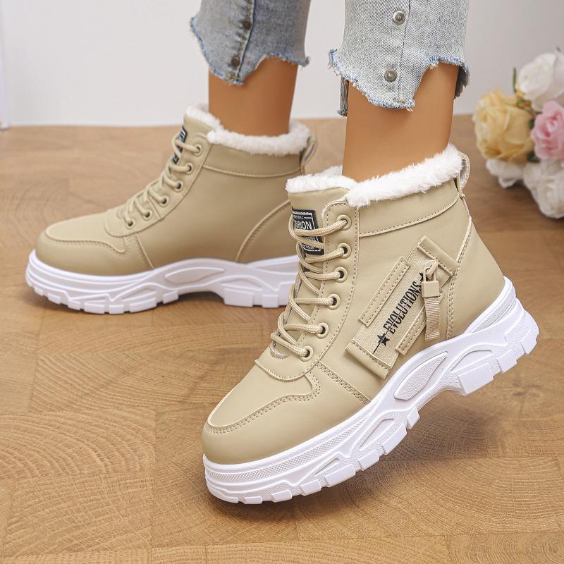 Winter Fleece‑Lined Thickened Snow Boots, Anti‑Slip Waterproof Warm Cotton Martin Boots
