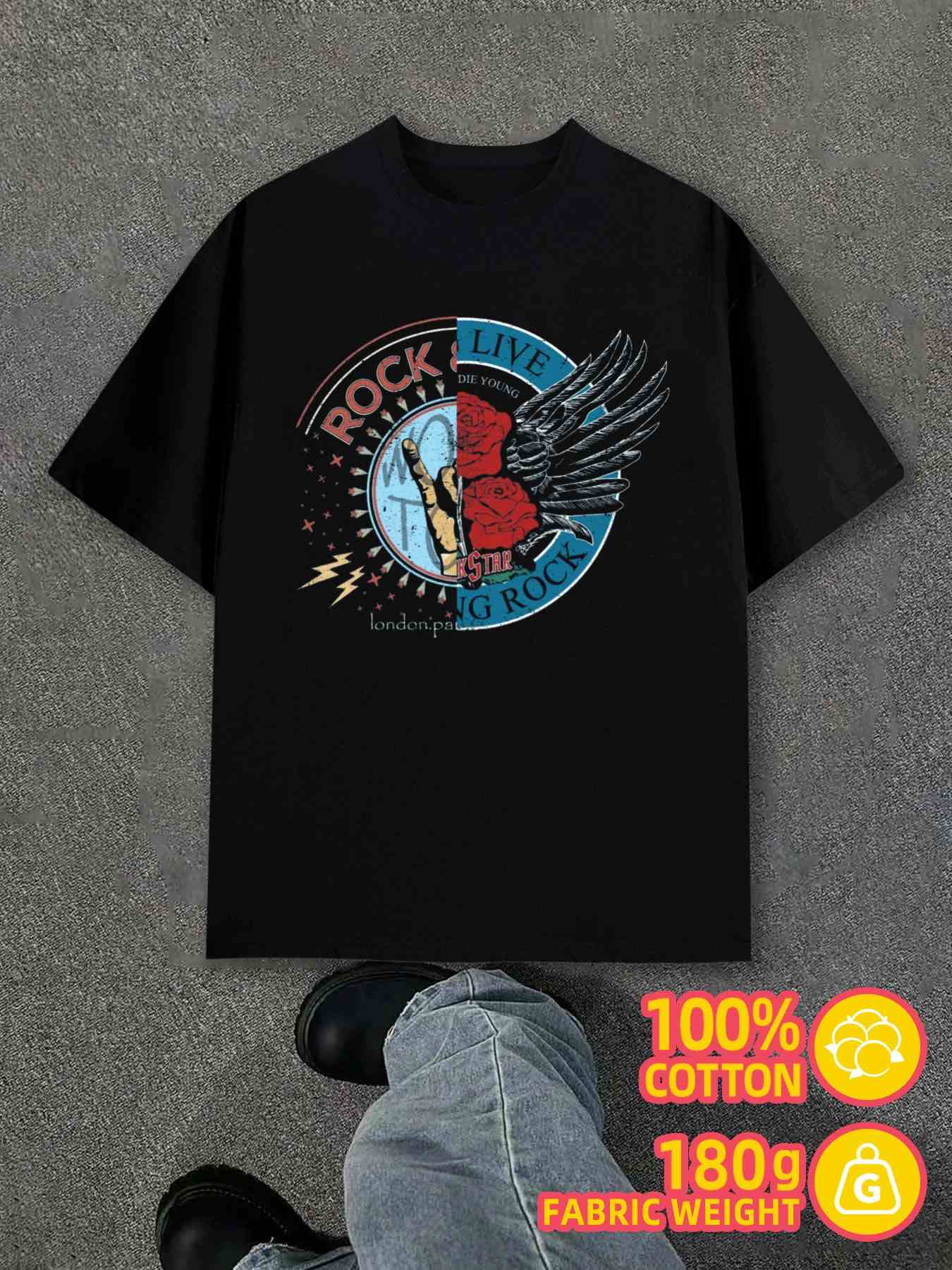 T-Shirt Y2K Rock Live Black 4XL