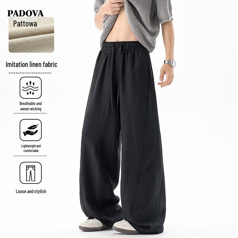 Patova Men s Summer Faux Linen Breathable Casual Pants XL