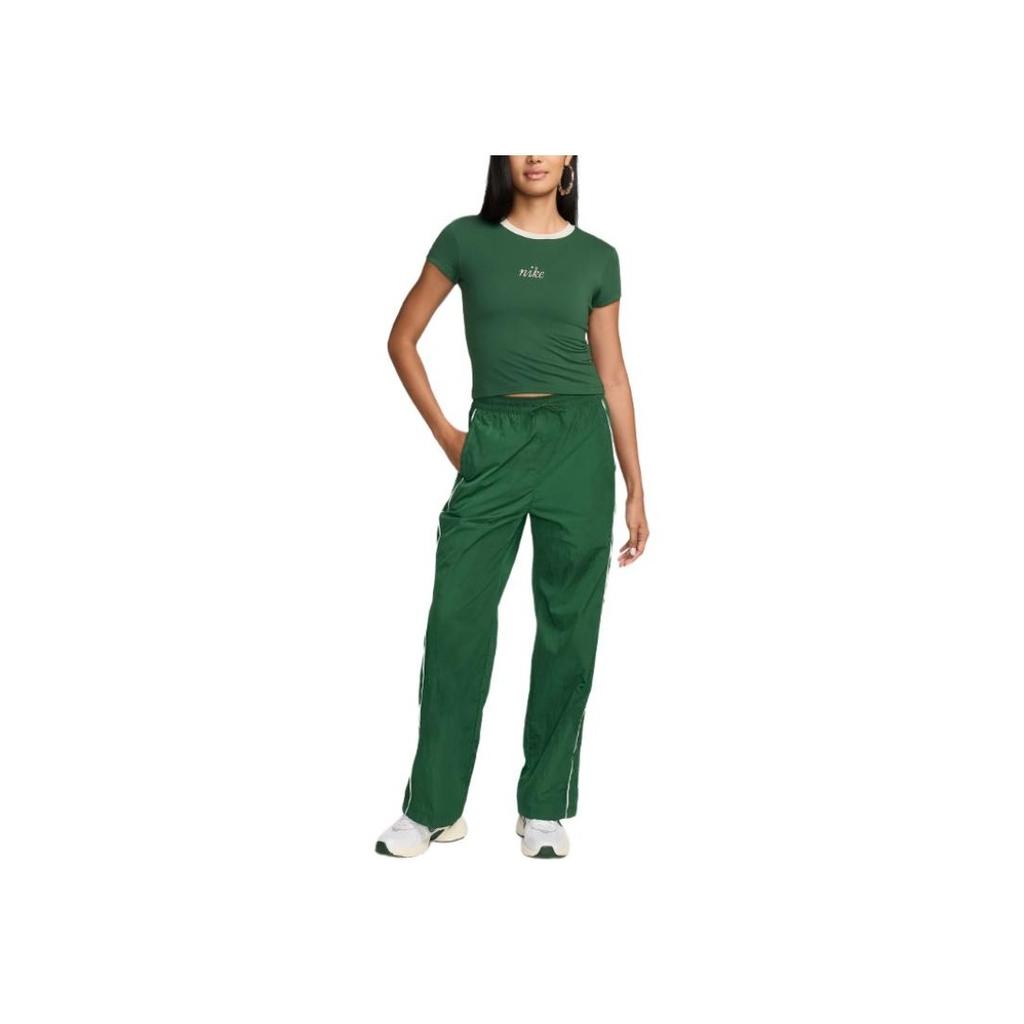 Nike Fitted Round Neck Yoga Short Sleeve Pullover Logo T-Shirt Women Tops Green HF8820-341