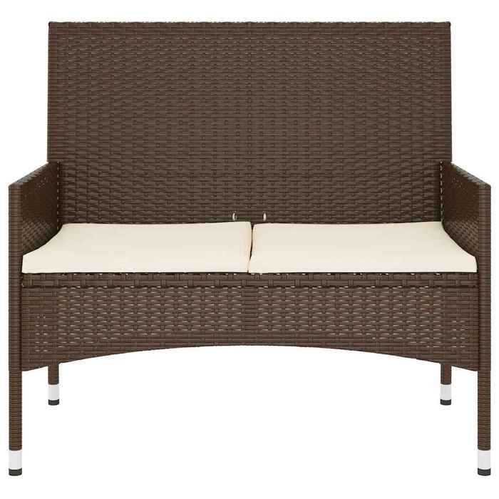 Banc de jardin - MAISON EXCLUSIVE - 2 places - Marron - Résine tressée - Coussins amovibles