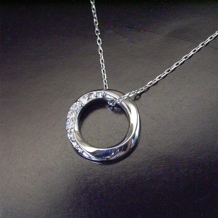 Venus Jewelry Platinum Natural Diamond Circle Gift for Women Necklace,