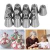 13pcs Christmas Flower Frosting Tips Nozzles Stainless Steel DIY Cake Decorating Tips for Cupcake Decoration