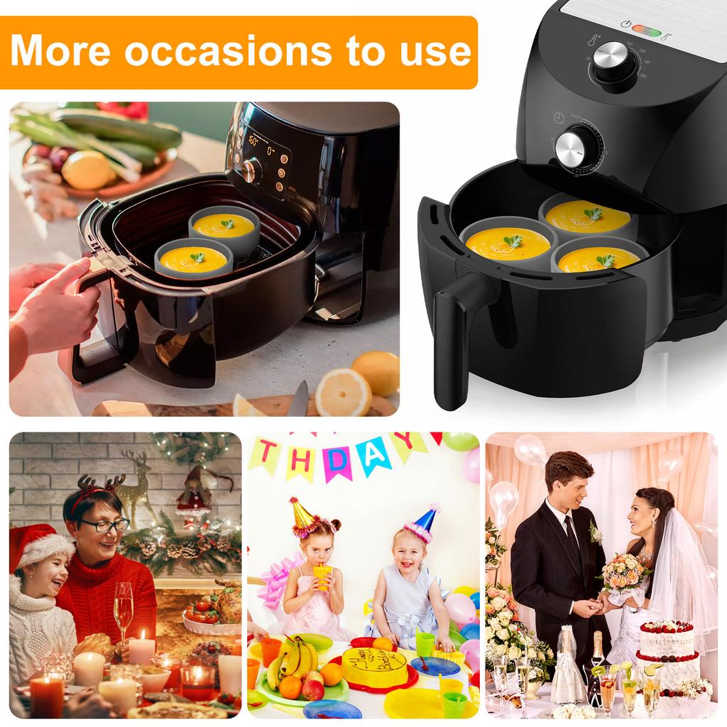 3Pcs Air Fryer Egg Mold Silicone Egg Poacher Cups Nonstick Egg Boiler Mould Cup Microwave Cooker Egg Bite Maker for Oven Kitchen