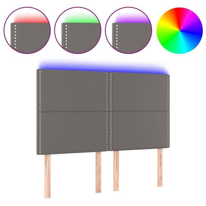 Maison Exclusive - Tête de lit à LED Gris 144x5x118/128 cm Similicuir