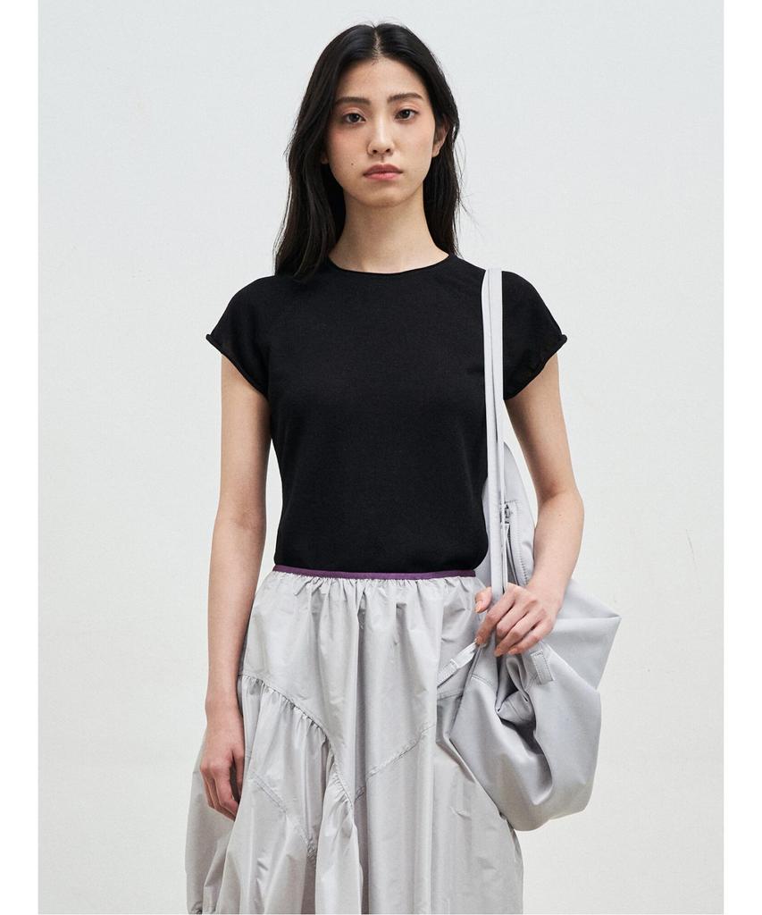 Anggae Basic Fine Knit T-Shirt Black