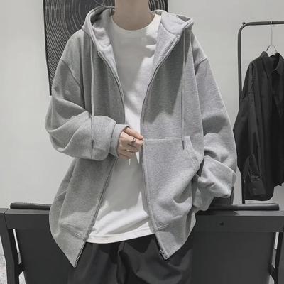 Men's Korean Style Hooded Cardigan: Trendy, Loose-Fit Sweatshirt for Spring and Autumn