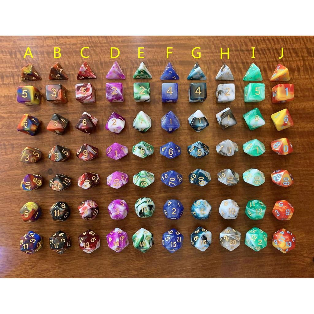 7pcs/set Colors Acrylic Polyhedral Dice Set D4 D6 D8 D10 D12 D20 7-Die Astrology Dice Props for DND Family Games Table Games