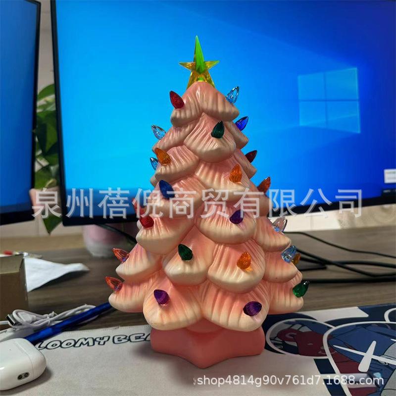 Christmas Tree Night Light, Festive Tabletop Christmas Decor Ornament, Dimmable Warm Glow with Remote Timer for Home Holiday Ambiance