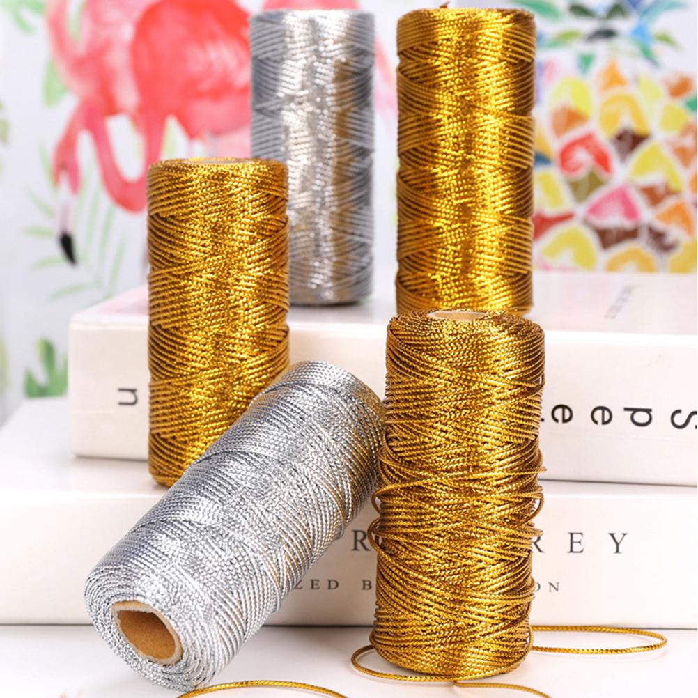 1.5mm 1 Roll Christmas Golden Packing Cord Hollow Tag Rope Christmas Gift Wrapping Twine for DIY Crafts and Dreamcatcher