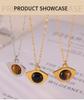 Retro Tiger Eye Fish Mouth Titanium Steel Necklace for Women - Fashionable Light Luxury Design