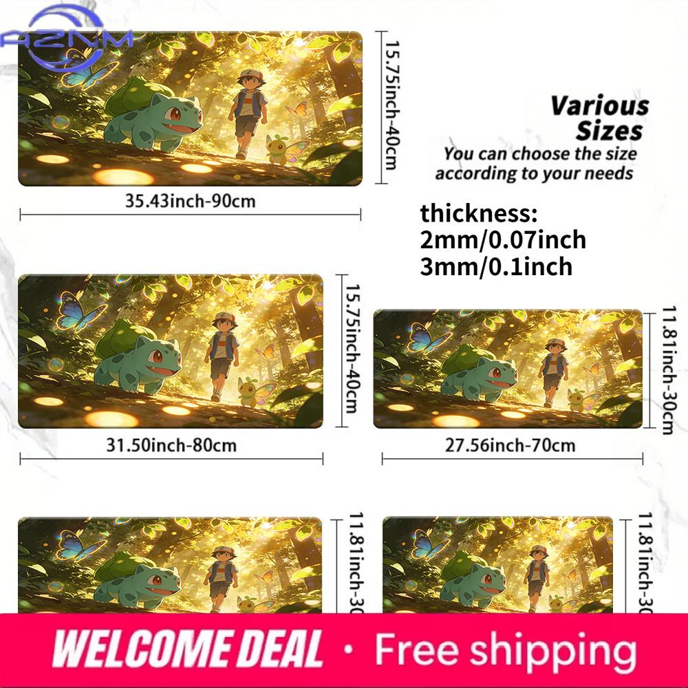 Pokemon Ash  Bulbasaur Forest Anime Gaming Mouse Pad NonSlip Desk Mat 30x80x0.2cm