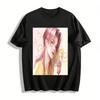 Cool Pink-haired Handsome Guy Print Loose Long-sleeve T-shirt Unisex Casual Anime Style Top Pure Cotton T-shirt