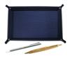 Grained Leather Pen Tray In with a Metal Pen Holder and a Retro Maple Ballpoint Pen Set Japanese-made Blue, (TRAL-701S-HS47S)