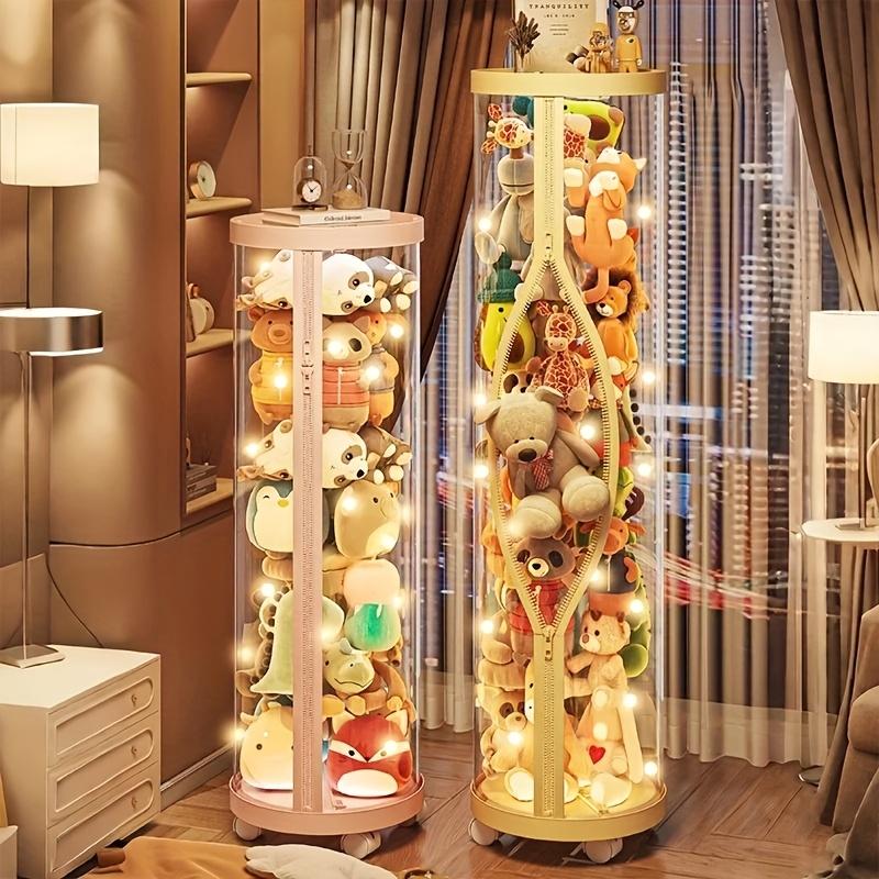 Transparent Storage Box Put Dolls Plush Toys Storage Cylinder with Lid|Perfect for Christmas & Halloween Decor|All-Round Display