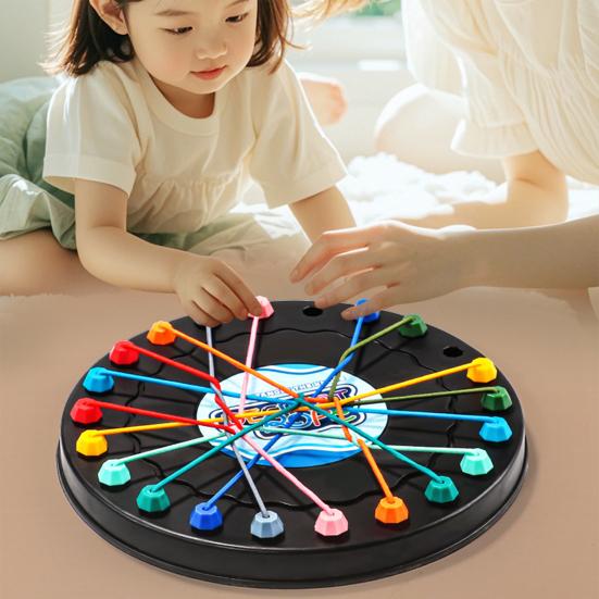 1 Set Kids Rope Untangling Game Twisted Rope Knots Challenge Board Game Logic Thinking Interactive Educational Elastic Rope Unhitching Toy