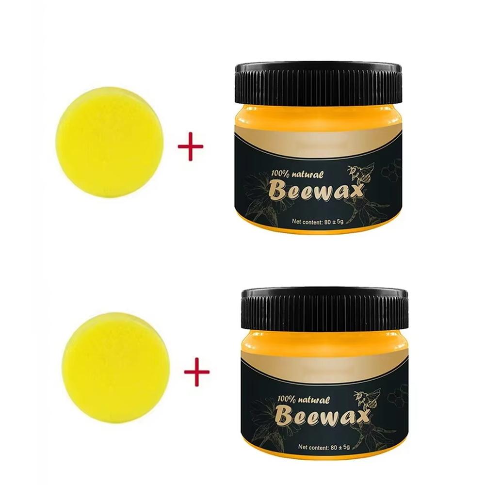 1/2PCS Wood Seasoning Beewax - Traditional Beeswax Polish for Wood & Furniture Nourishes with Sponge and Shining Purposes