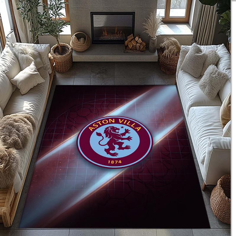 Aston Villa Football Soccer Football Pattern Soft Area Rug Non Slip Indoor Floor Carpet Sports Decor Mat for Bedroom