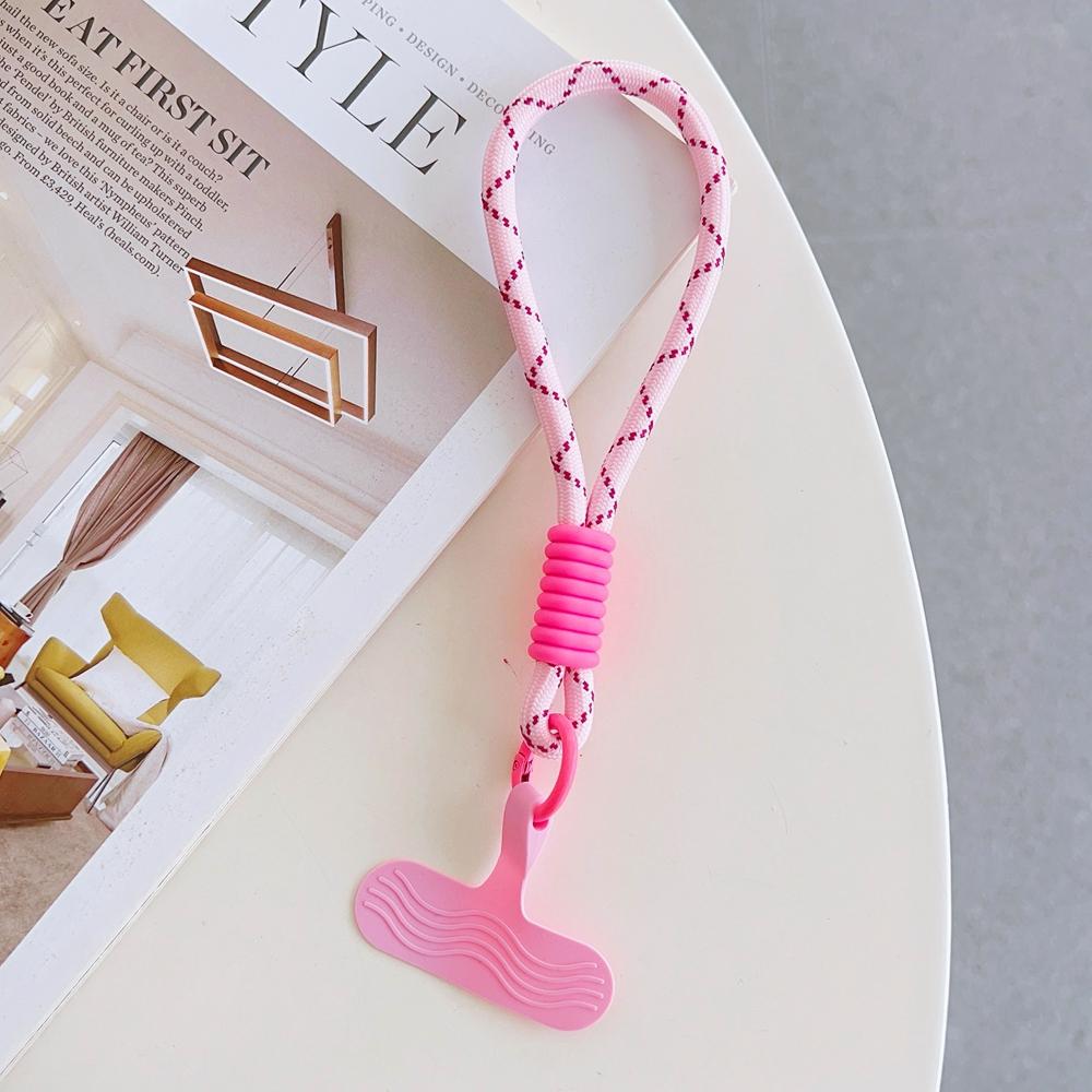 Universal Braided Short Mobile Phone Lanyard Strap Hanging Chain Ring Silicone Cord with Patch Wrist Strap Cell Phone Detachable