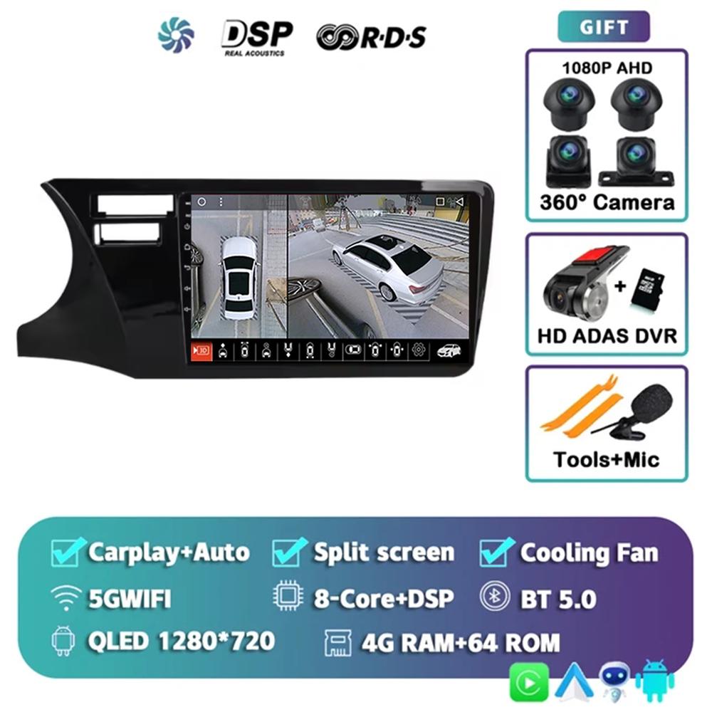 Carplay Car Multimedia Player For Honda City 2014 - 2019 Car Radio Android 14 Stereo 4G Navigation Head Unit Autoradio GPS Auto