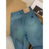 Summer New Style Blue Straight-Leg Jeans for Women, Plus-Size, High-Waisted, Hip-Covering, Slimming, Stretchy Straight Pants