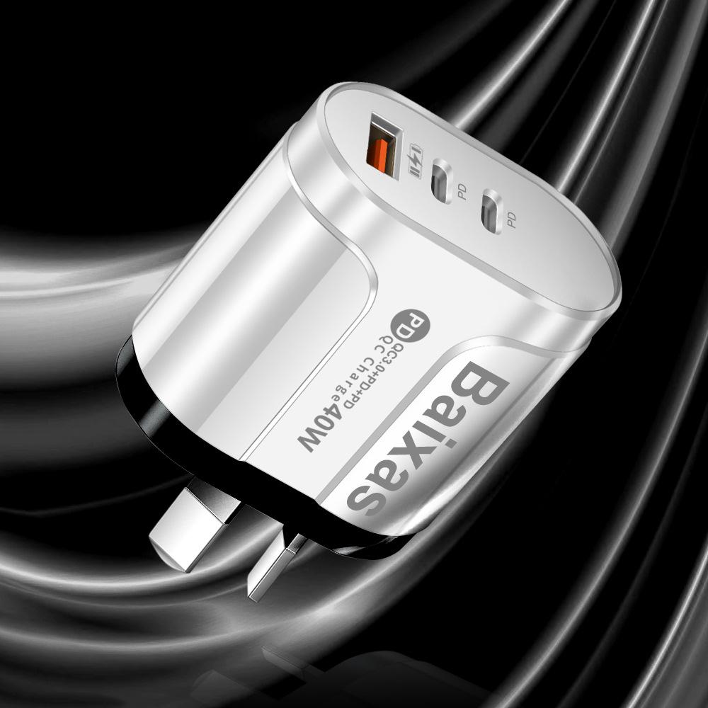 Universal Charger with US, EU, UK, AU Compatibility - Original Power Adapter with 1 USB-A and 2 USB-C Ports.