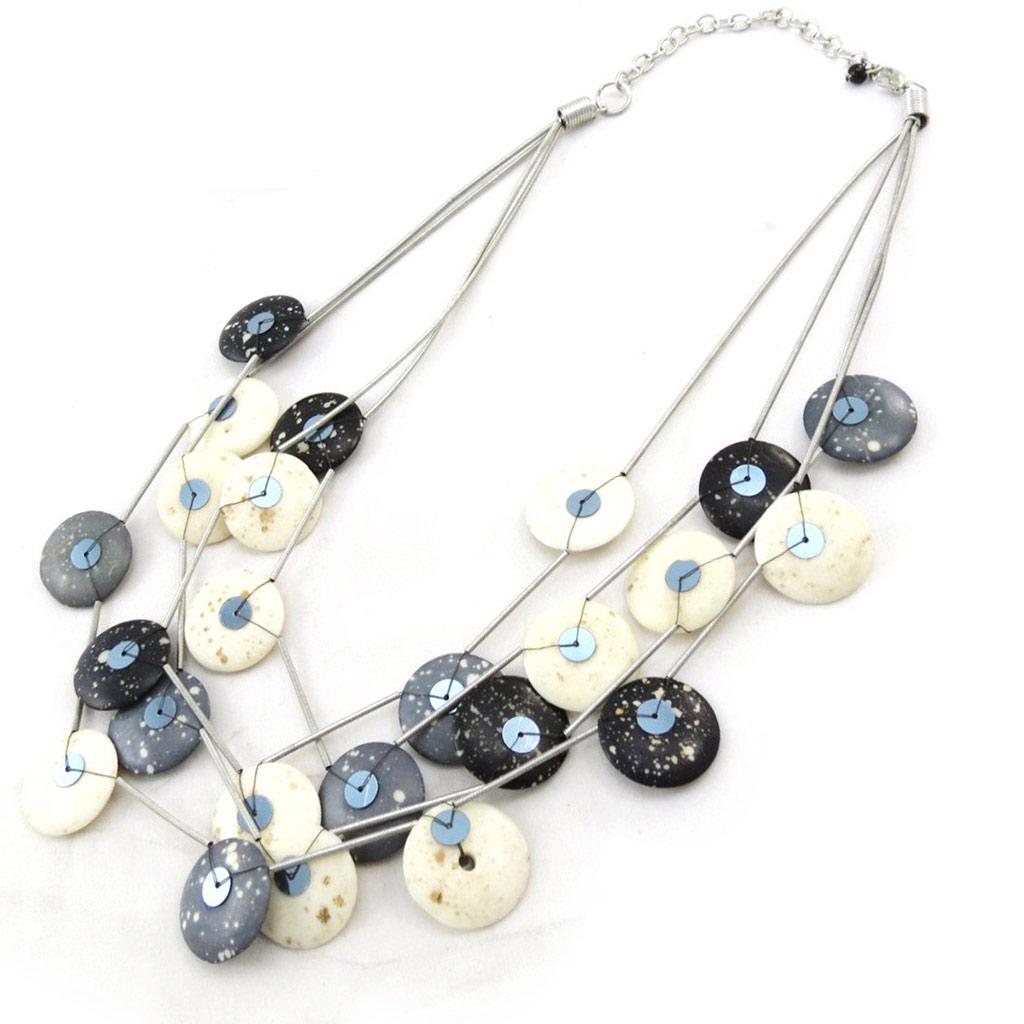 Les Trésors De Lily [C5035] - Designer Necklace 'Kilimanjaro' Gray Beige