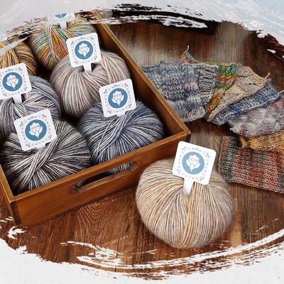 5-roll Camouflage Cotton Yarn Segmented Dyeing Mohair Ball Wool Yarn Hand Knitting Medium Thick Scarf Hat Thread
