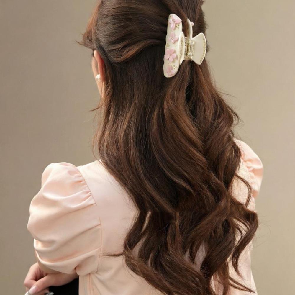 Rhinestone Butterfly Hair Claw Acrylic Shark Clip Elegant Hair Clips for Women Girls
