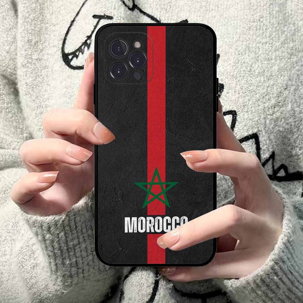 Morocco Map Flag Phone Case For IPhone 16 Pro Max 15 17 Plus 14 13 12 Mini 11 Black Cover