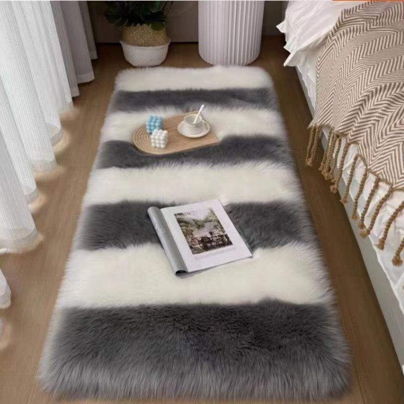 Coperta da letto semplice ed elegante a forma di schiena in finta lana per camera da letto, da comodino, per bovindo, balcone, a pelo lungo, per soggiorno, tavolino da caffè, tappeto da pavimento