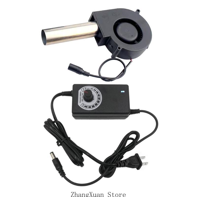 

US/EU Plug BBQ Fan Air Blower Large Air 100-240V Powered Fan Variable Speed Controller Barbecue Tool 3XUF