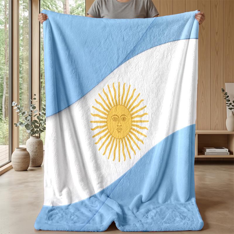Argentina Football Printed Flannel Blanket Skin Friendly Warm Decorative Throw for Indoor Couch Bed Daily Use
